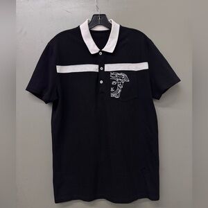 Versace Collection Black and White Men's Medusa Polo Shirt size Medium